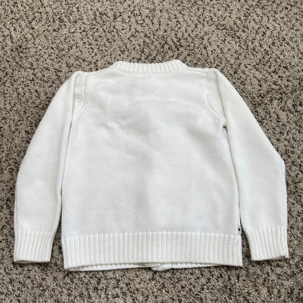 Gymboree Kids Sweater Cardigan S‎ 5-6 White Snowflake Fair Isle Knit Cotton